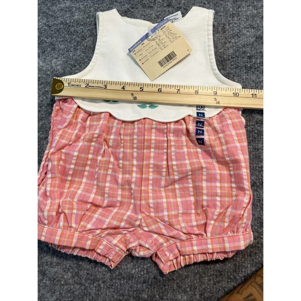 Vtg 90s Gymboree Countryside Bubble Romper NWT Sizing Tape Rainbow Tag Newborn